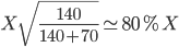X \sqrt{\frac{140}{140+70}} \simeq 80\% X